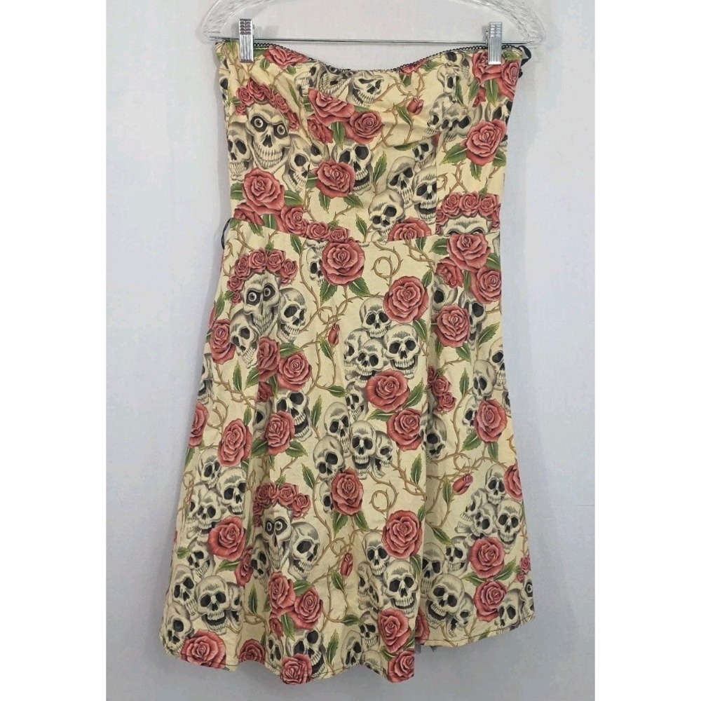 Folter Forever Yours Tattoo Dress Sz M Midi Skull Rose Rockabilly Pin-Up Gothic